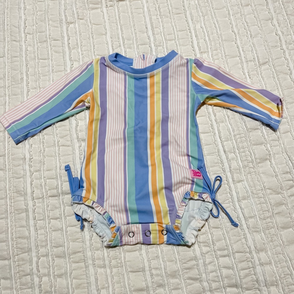 Ruffle Butts Long Sleeve One Piece Rash Guard Swimsuit - Baby Girl